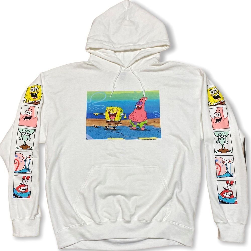 Spongebob Squarepants Hoodie Men S White Patrick Star Sleeve Graphic Nickelodeon